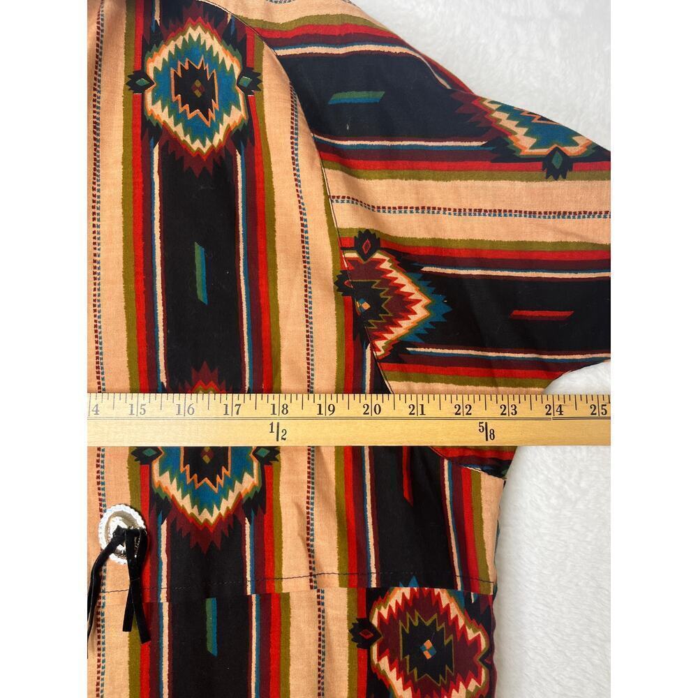 VNTG Circle T Southwest Cowboy Boho Button Down Shirt Womens Sz L Tassels Tribal - Picture 8 of 10